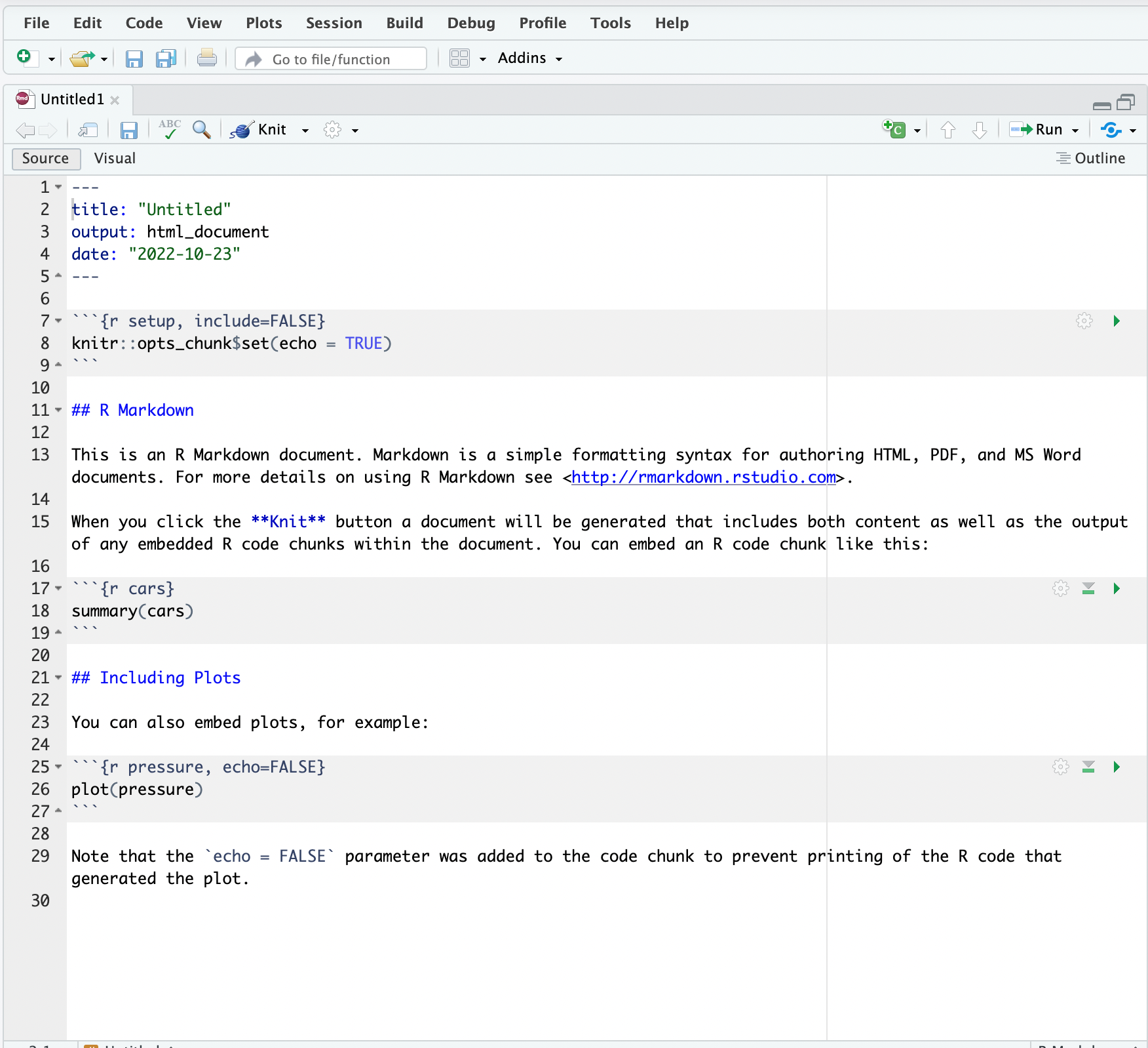 RStudio 中的 R Markdown 编辑器